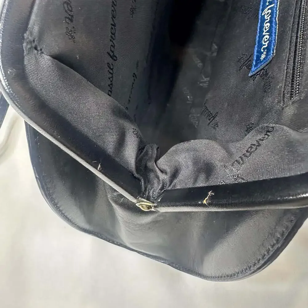 Fossil Forever Vintage Black Leather Kiss-Lock Shoulder Bag - Picture 10 of 10